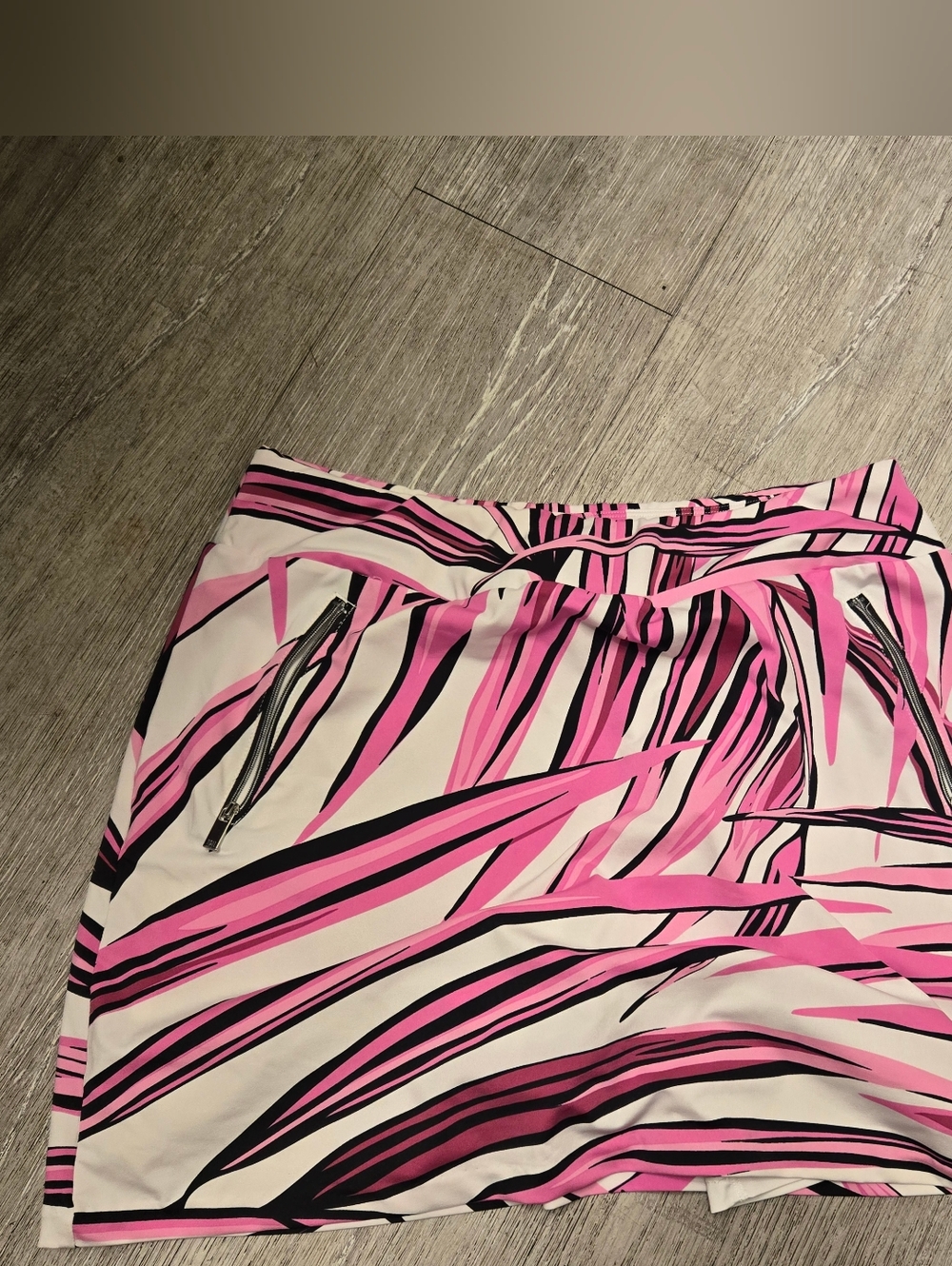 Tail Pink, Black and White Abstract Stripe Mini Skirt